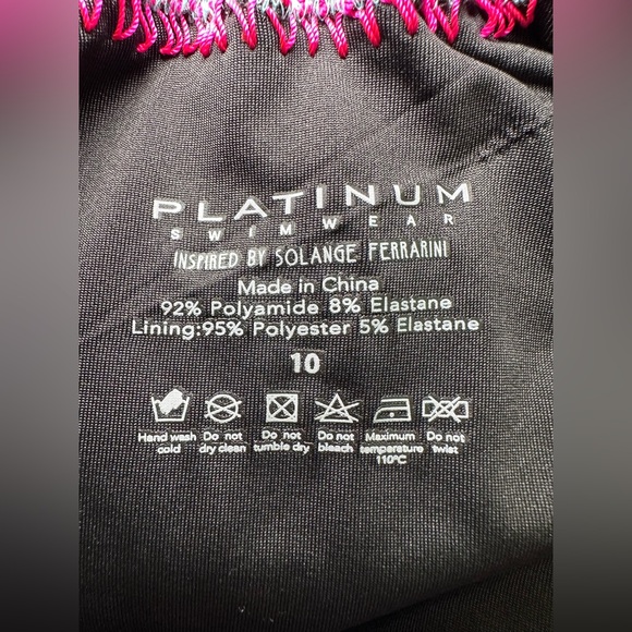 Bloomingdale’s Crochet Trim One Piece Swimsuit Solange Ferrarini Black Neon 10 M - Picture 6 of 7